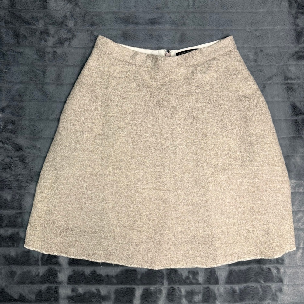 Banana Republic A-Line Skirt Womens 4 Oatmeal Beige Wool Blend Heathered Mini